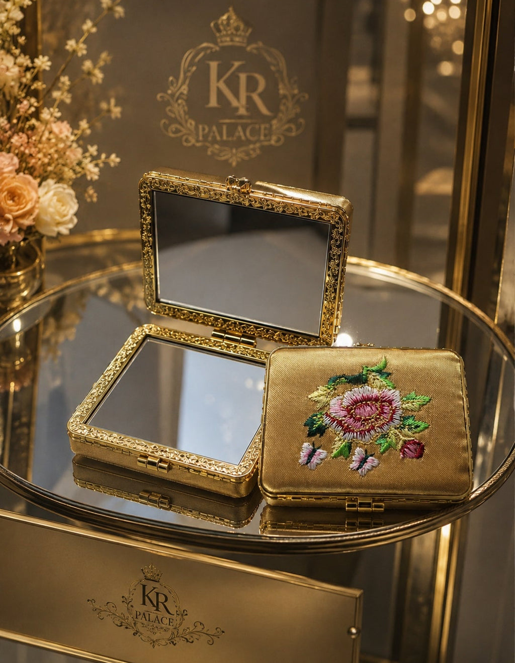 Royal Embroidered Compact Mirror