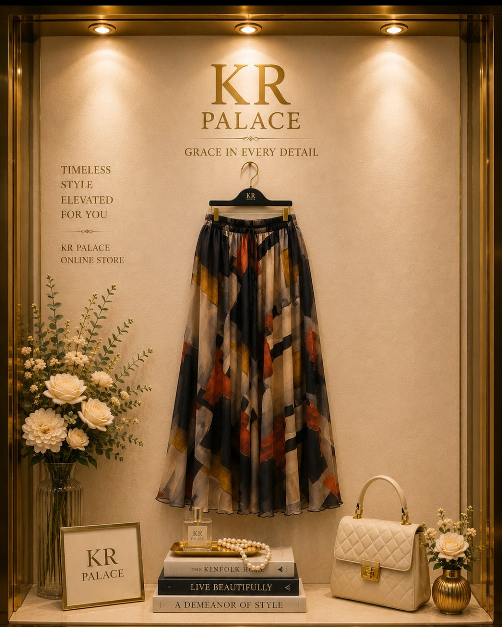 Autumn Mosaic Flow Maxi Skirt