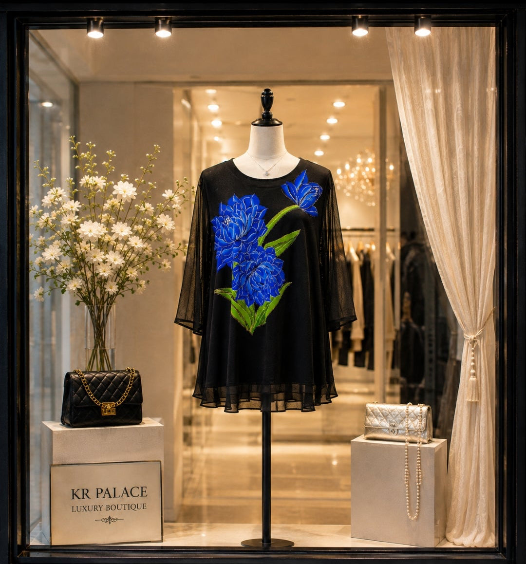 Royal Bloom Sheer Layered Top