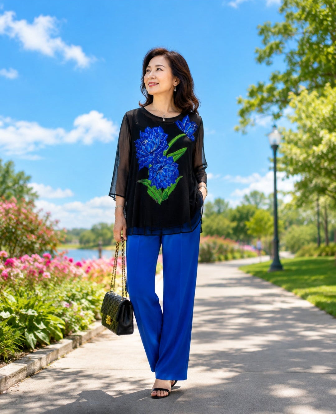 Royal Bloom Sheer Layered Top