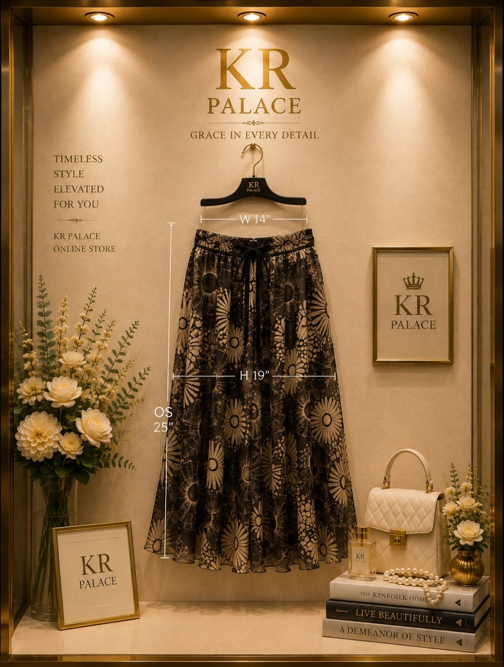 Golden Bloom Midi Skirt