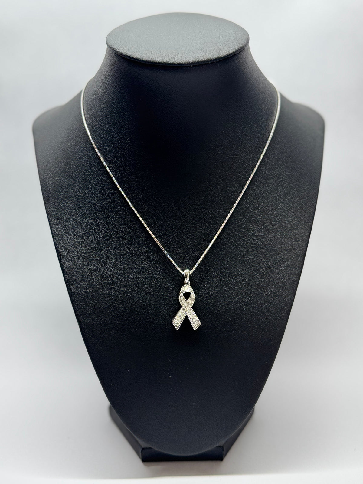 Crystal Ribbon Awareness Pendant Necklace