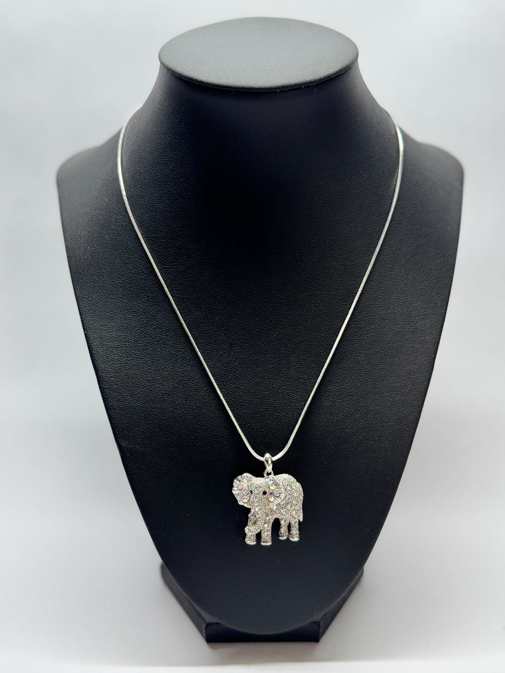 Sparkling Elephant White Gold-Plated Necklace