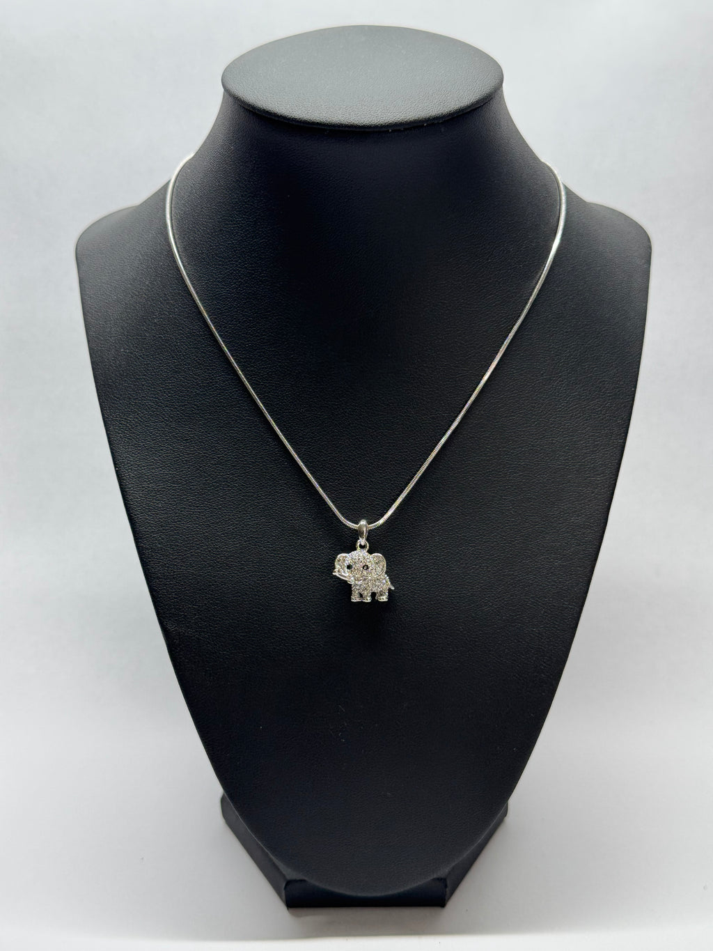 Sparkling Elephant White Gold-Plated Necklace