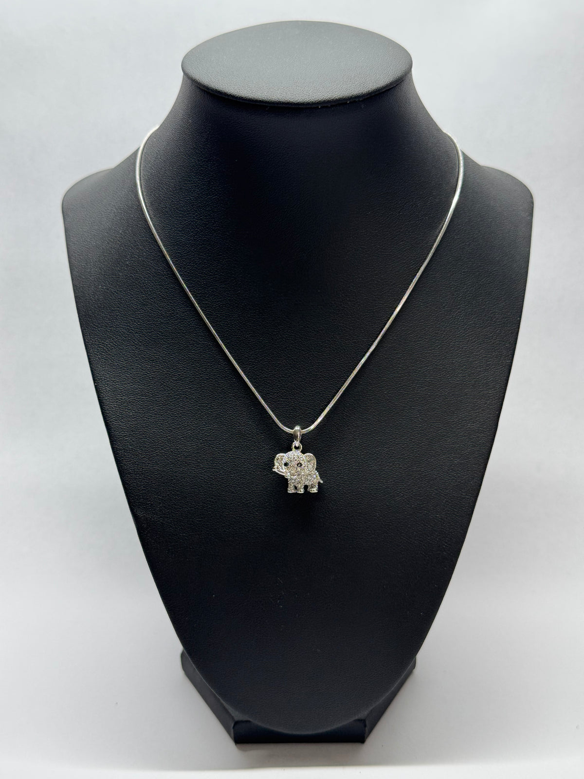 Sparkling Elephant White Gold-Plated Necklace