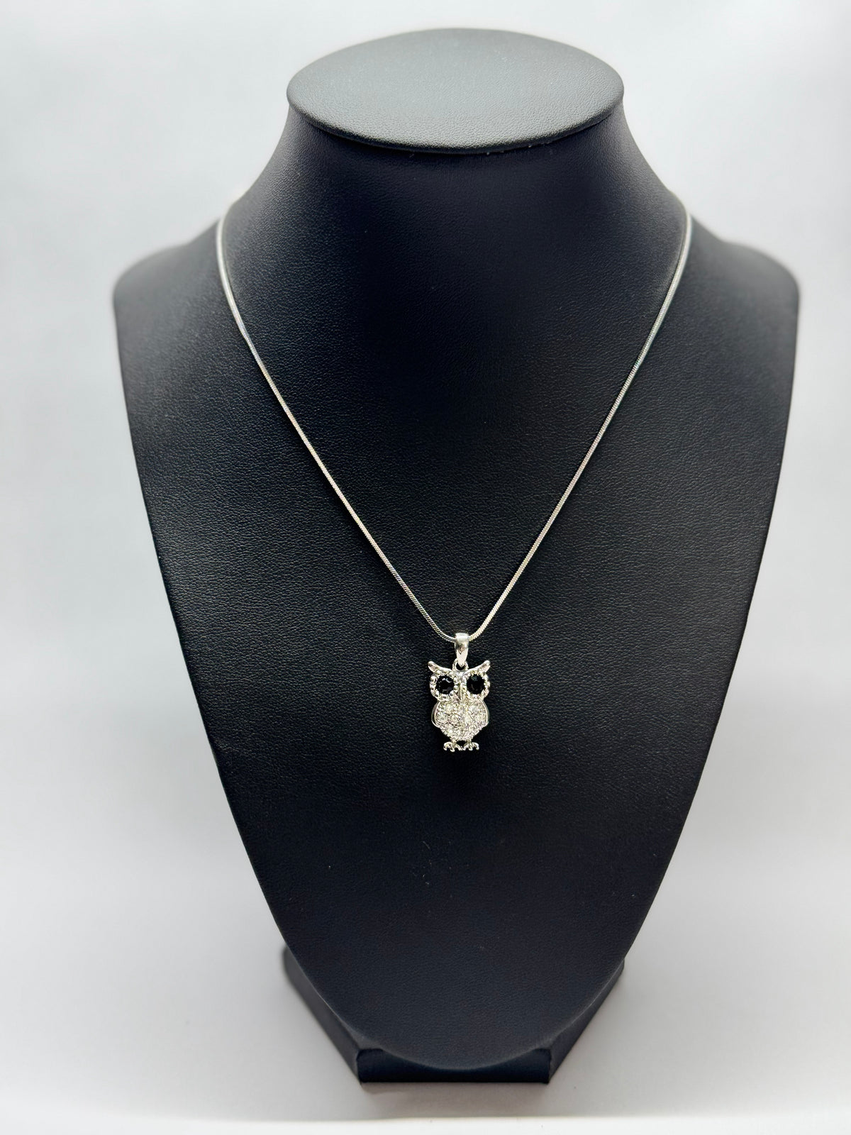 Sparkling Owl White Gold-Plated Necklace