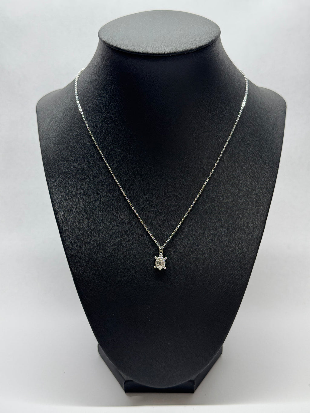 Turtle Charm White Gold-Plated Necklace