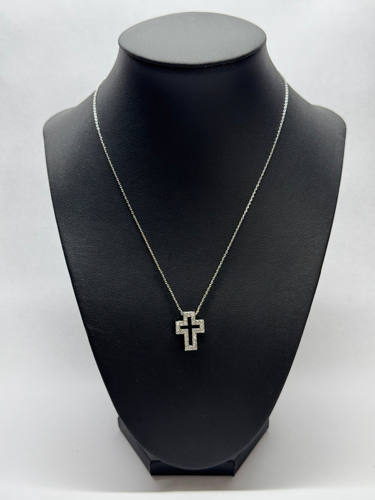 Crystal Cross White Gold-Plated Necklace