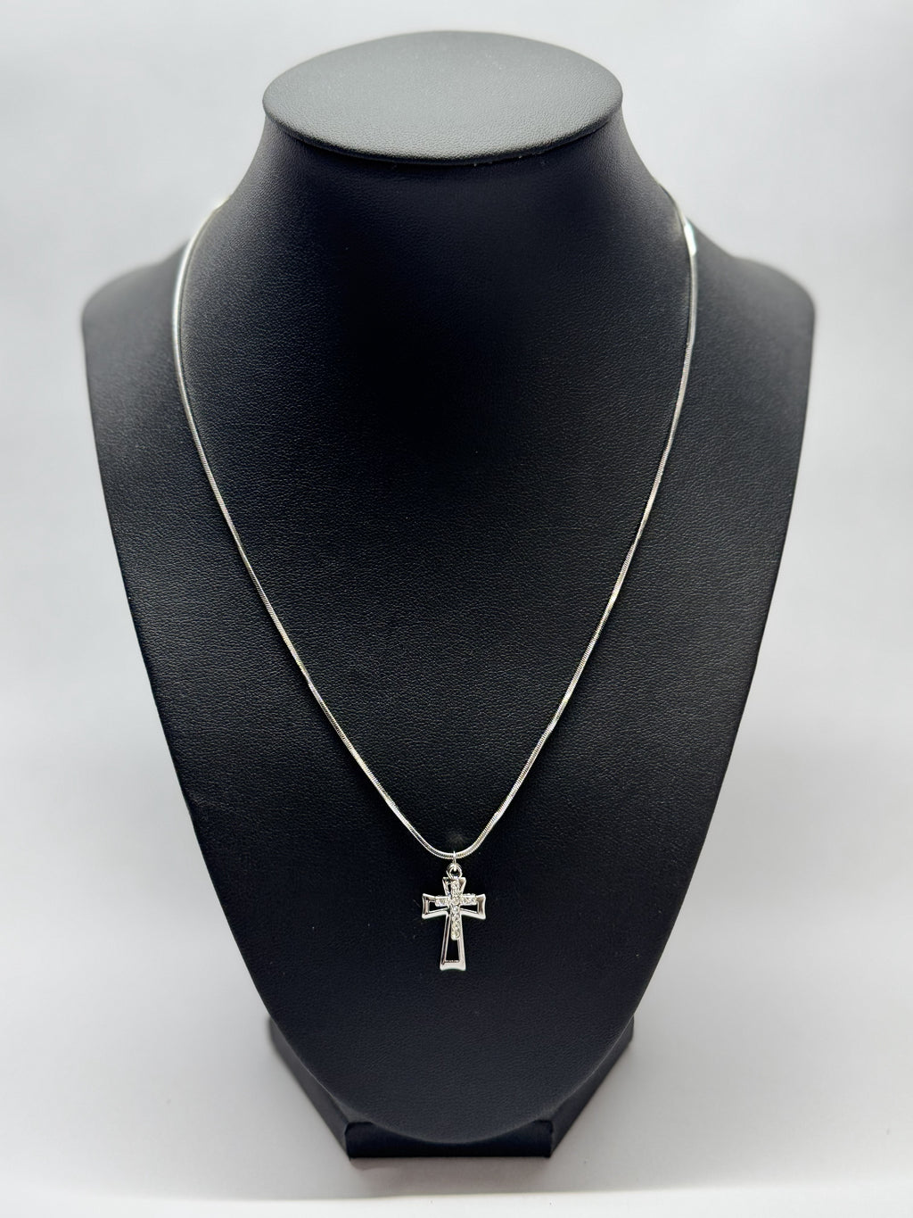 Elegant Cross White Gold Necklace