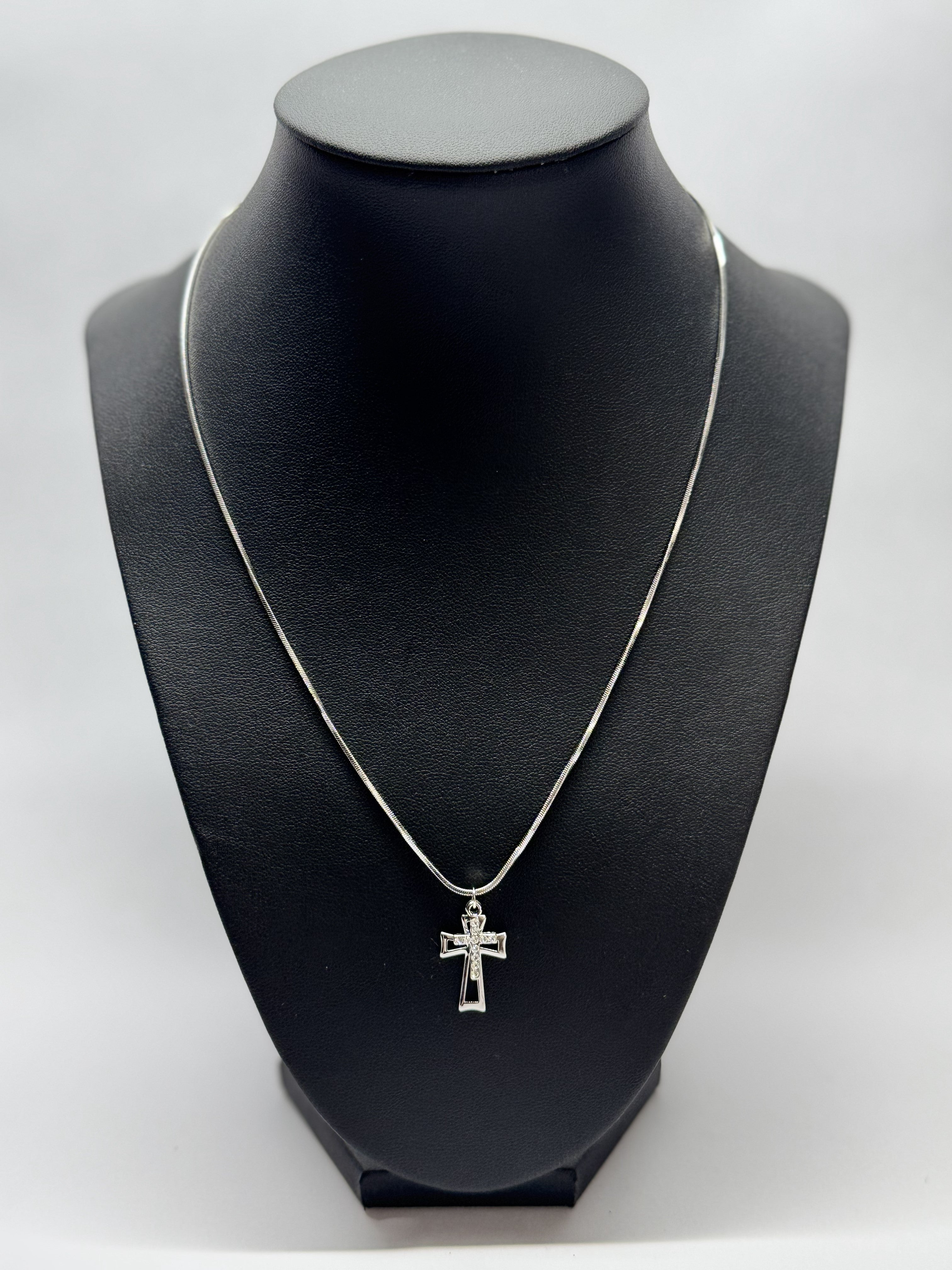 Elegant Cross White Gold Necklace