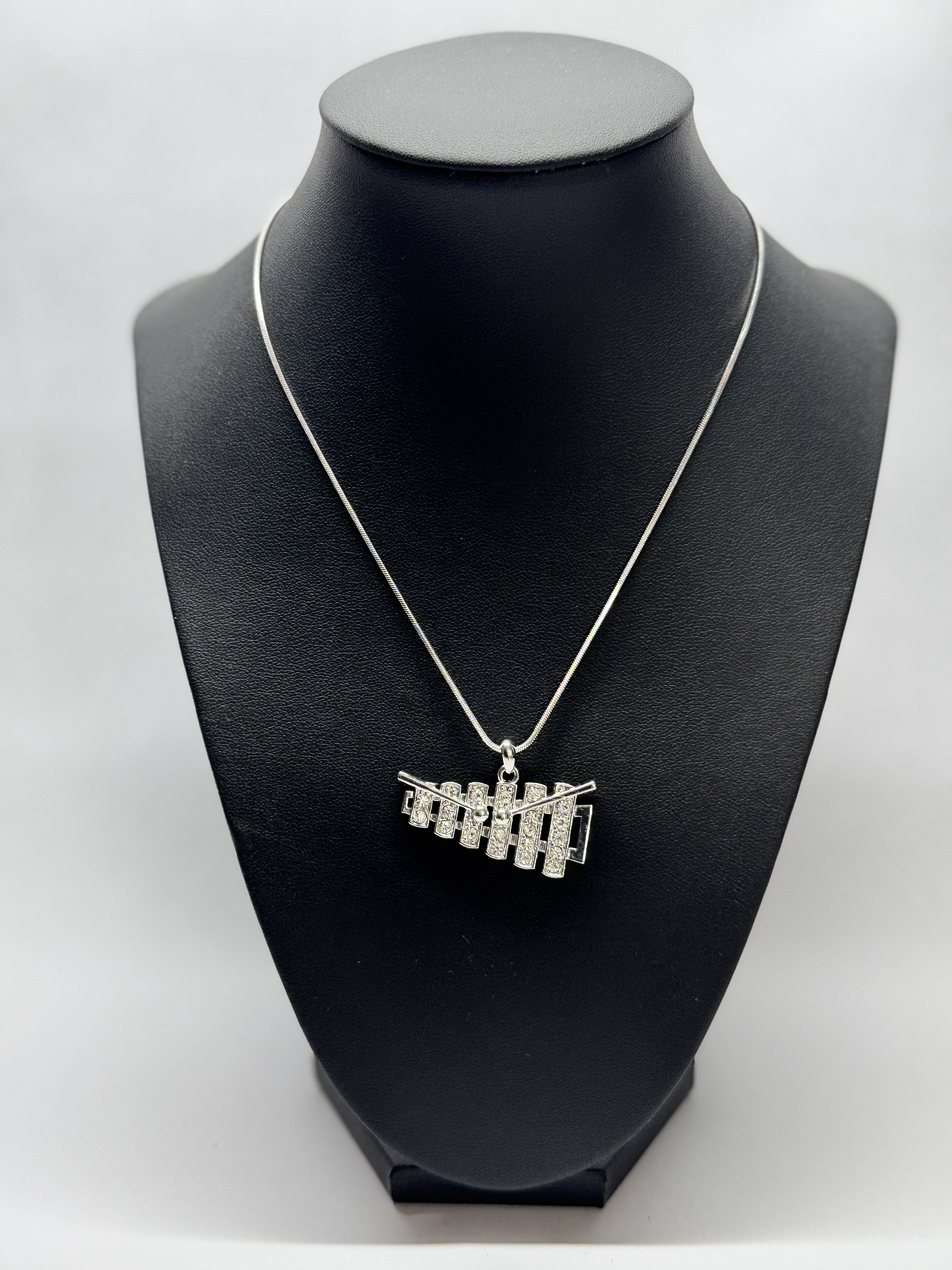 Melody Music Instrument White Gold Necklace