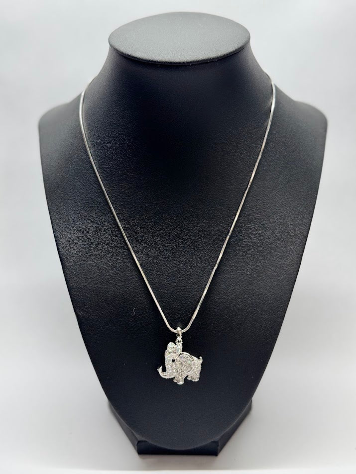 Sparkling Elephant White Gold Necklace