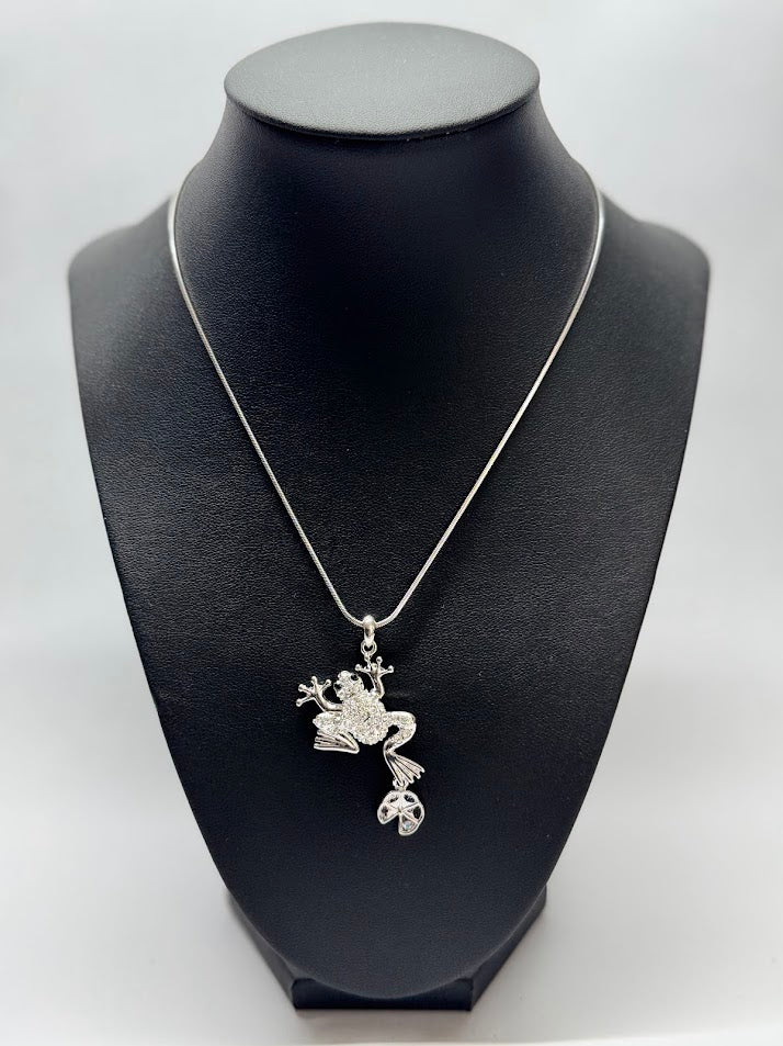 Sparkling Frog Pendant Necklace