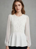 Pearl Blossom Peplum Blouse