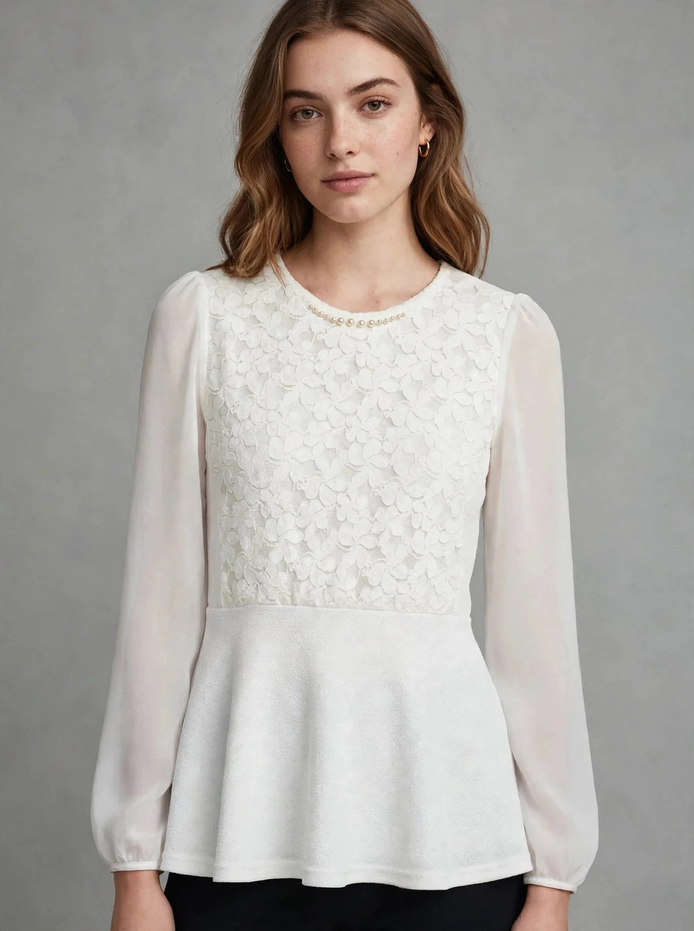 Pearl Blossom Peplum Blouse