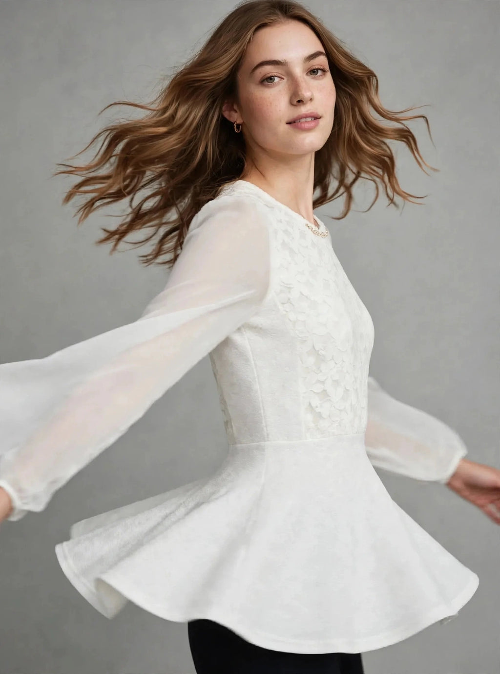 Pearl Blossom Peplum Blouse