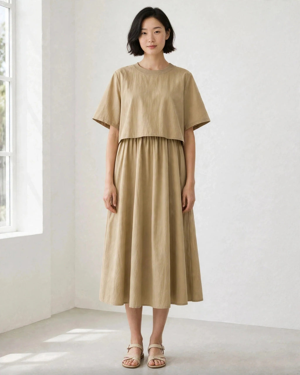 Seoul Breeze Layered Midi Dress