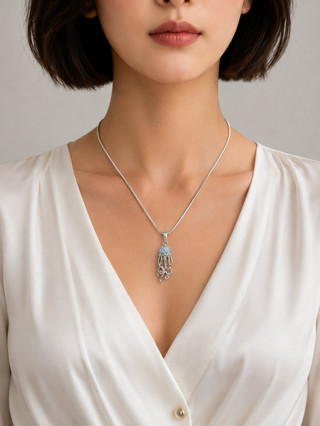 Celestial Jellyfish White Gold Necklace
