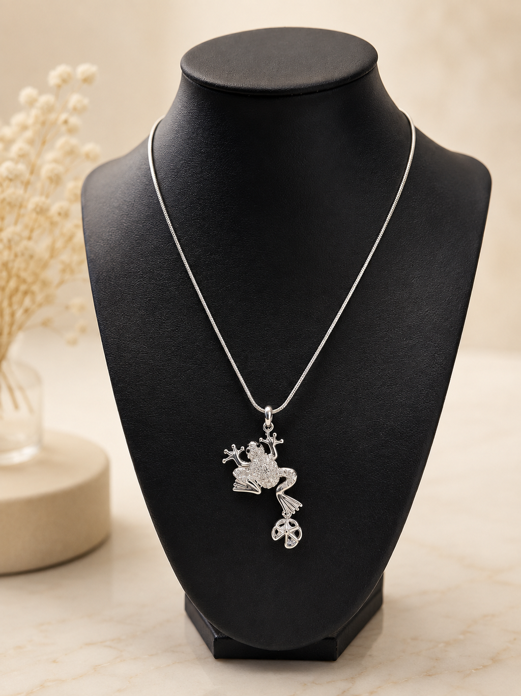 Sparkling Frog Pendant Necklace