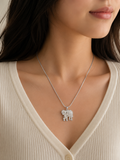 Sparkling Elephant White Gold-Plated Necklace