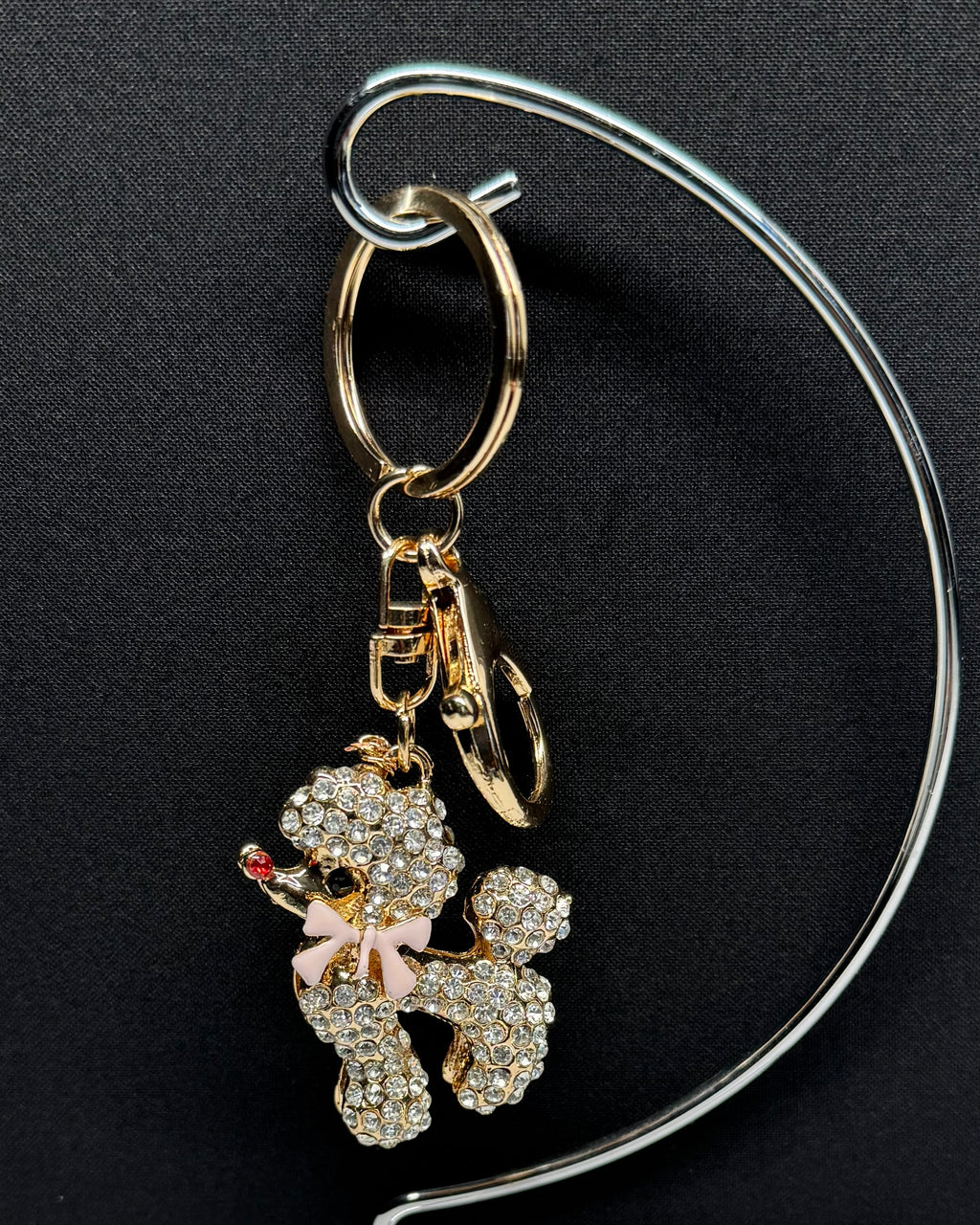 Pink Bow Poodle Charm