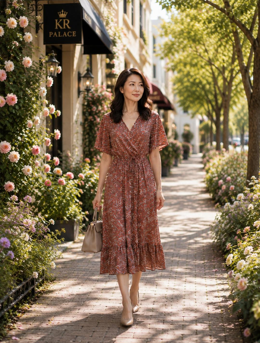 Floral Wrap Midi Dress