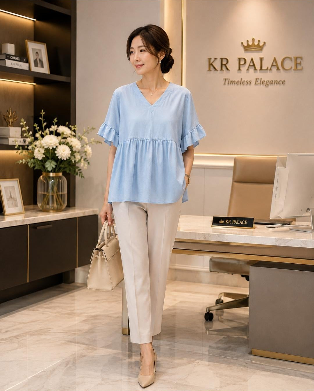 Ruffle Sleeve Babydoll Blouse